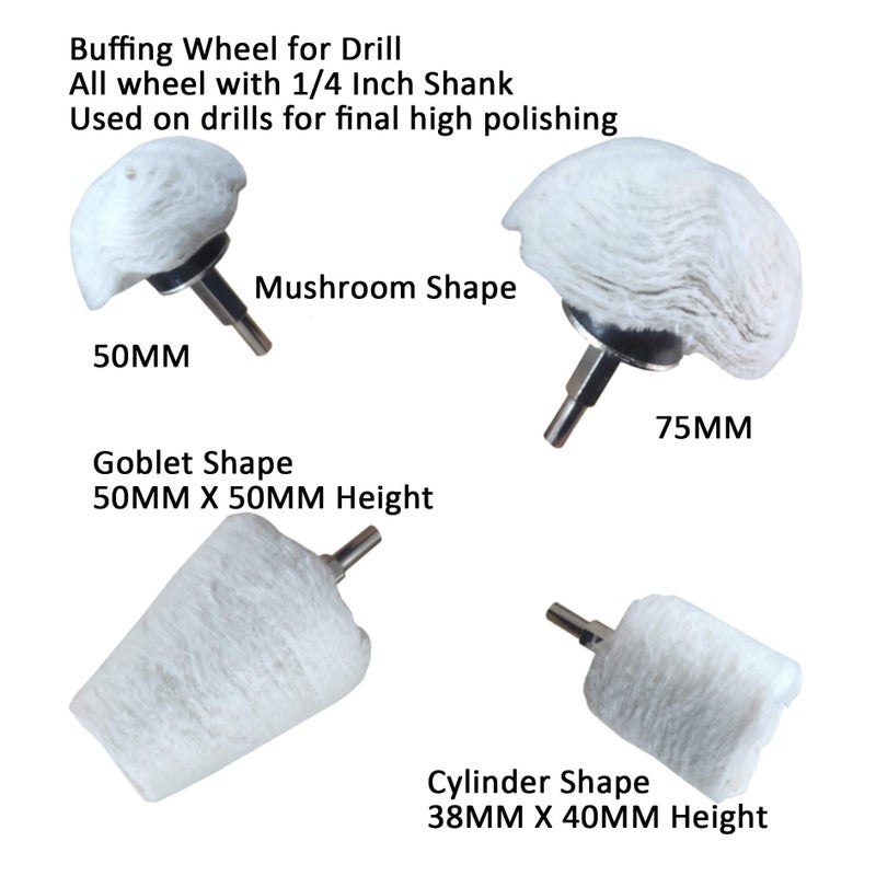PR PURUI PURUI 13PCS Metal Buffing Polishing Wheel Kit for Drill,for Aluminum Brass Bronze Polish,Kit Includes:7PCS Mounted Buffing Polishing Wheels/4PCS Felt Bobs/2PCS Brown Tripoli & Blue Polishing Compound - Image 2